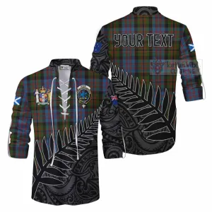 Bowie Crest Tartan Ghillie Kilt Shirt with New Zealand Silver Fern Half Style
