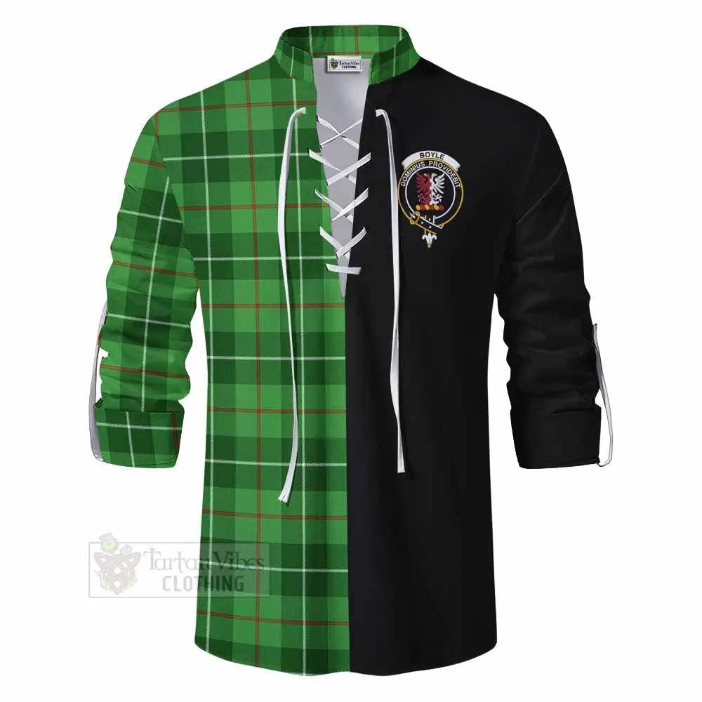 Boyle Tartan Ghillie Kilt Shirt with Family Crest and Half Of Me Style