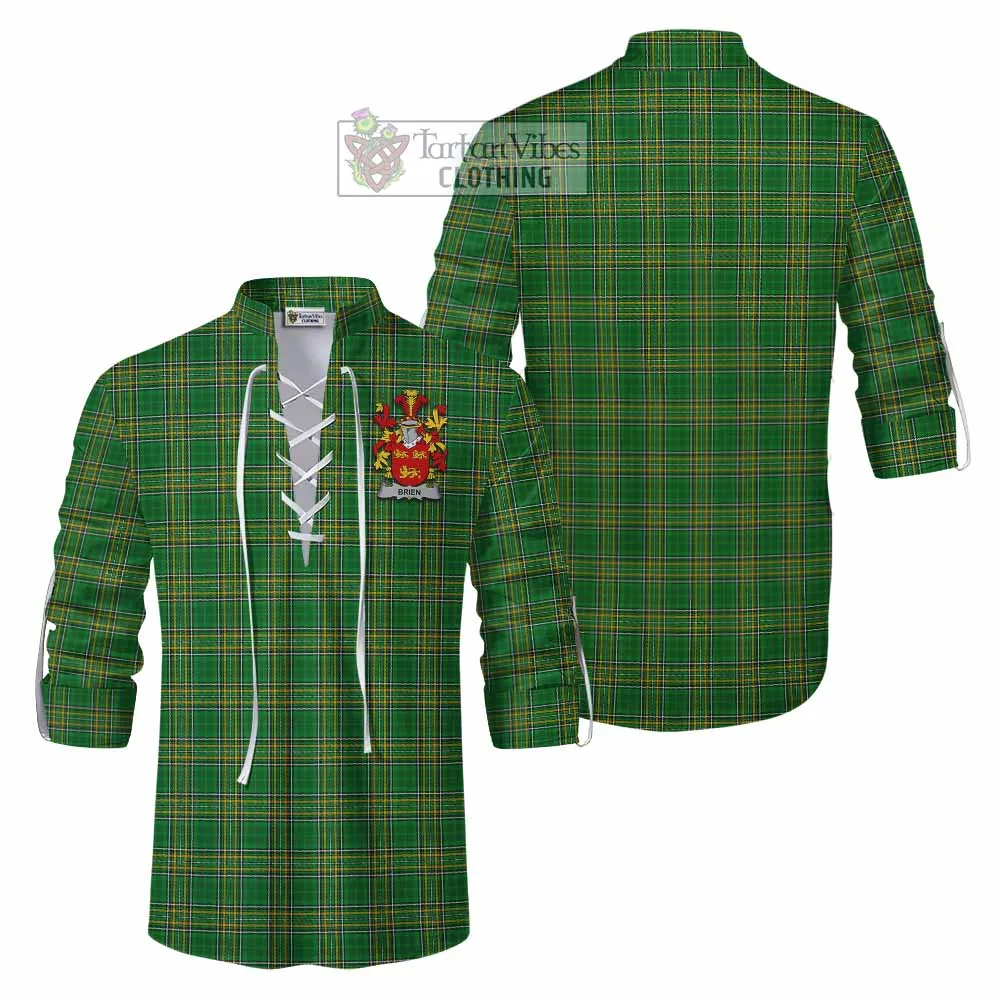 Brien Irish Clan Tartan Ghillie Kilt Shirt with Coat of Arms