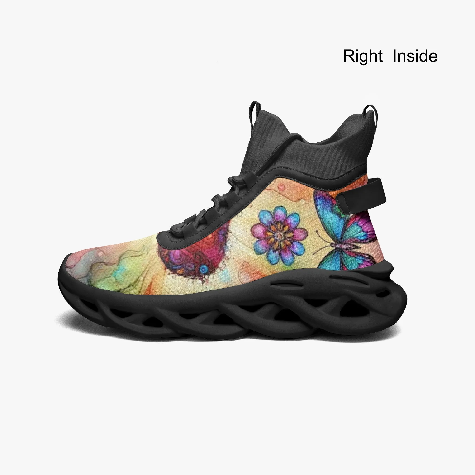 Bright Butterflies High-top Bounce Mesh Knit Sneakers