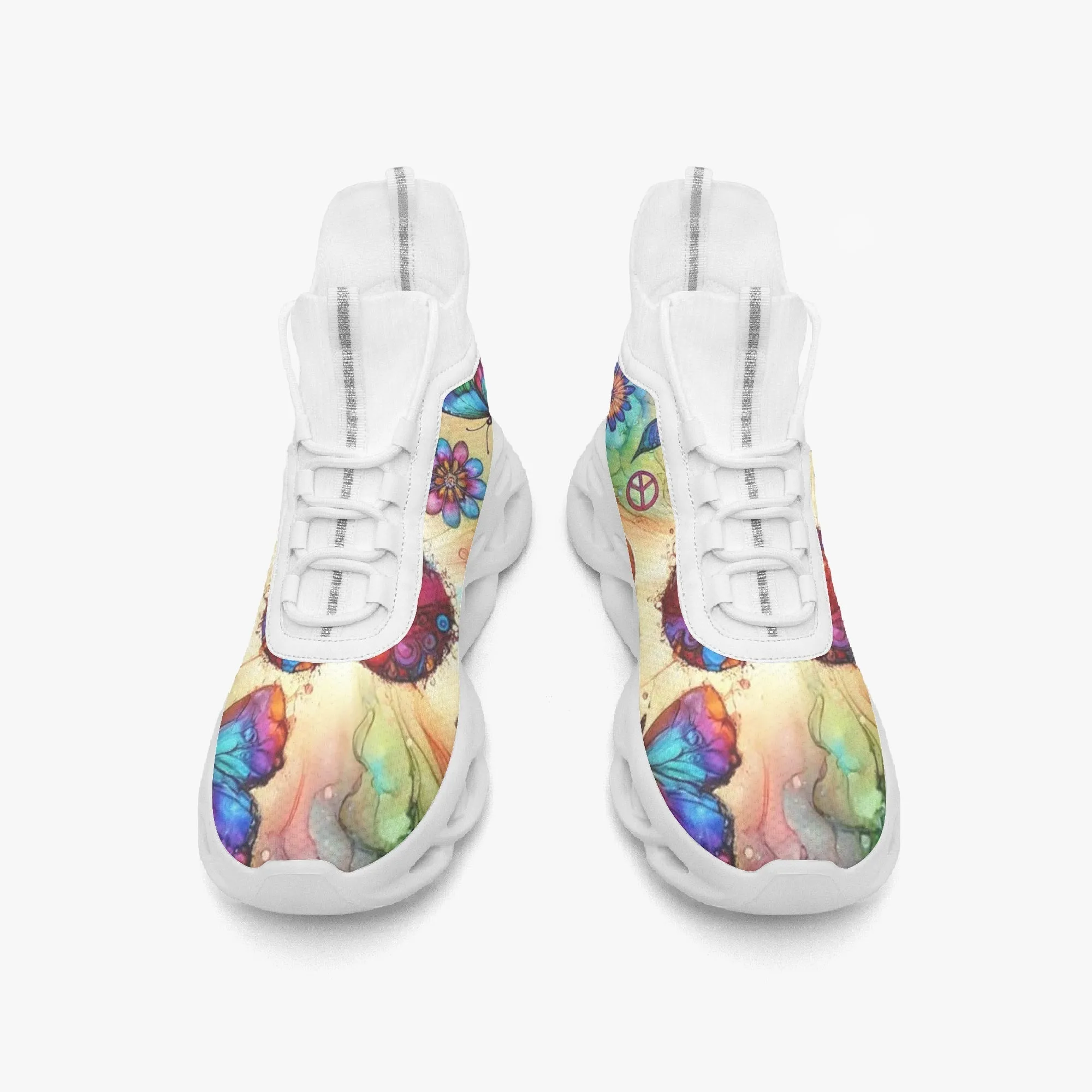Bright Butterflies High-top Bounce Mesh Knit Sneakers