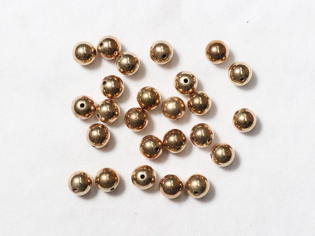 Bright Golden Circular Designer Plastic Beads - 14 mm
