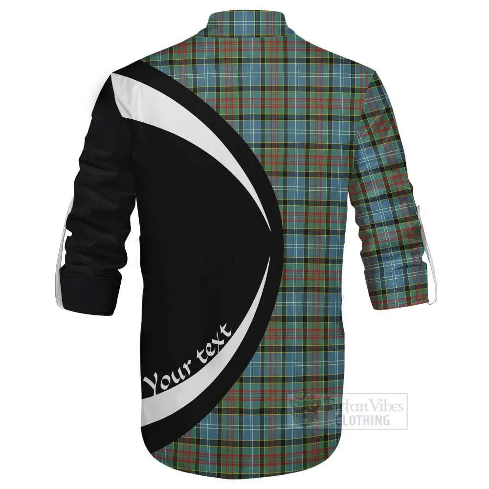 Brisbane Tartan Ghillie Kilt Shirt with Family Crest Circle Style