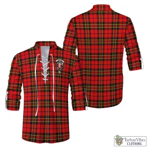 Brodie Modern Tartan Men's Scottish Traditional Jacobite Ghillie Kilt Shirt with Family Crest