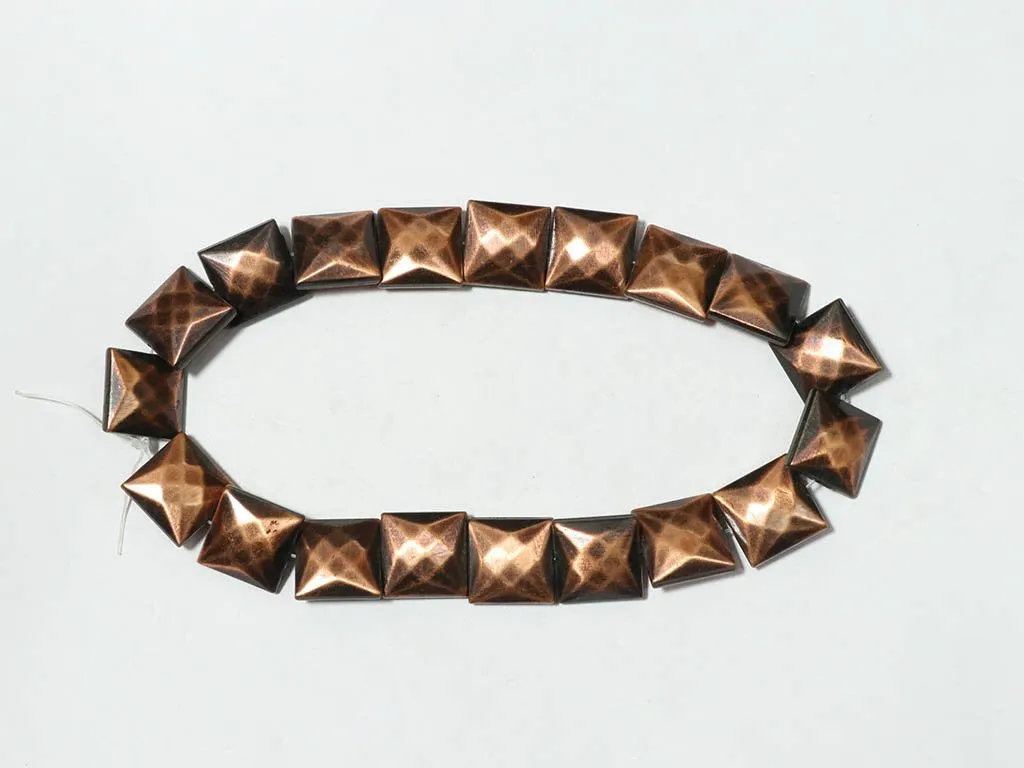 Bronze Twisted Square Plastic Beads-22x22 mm