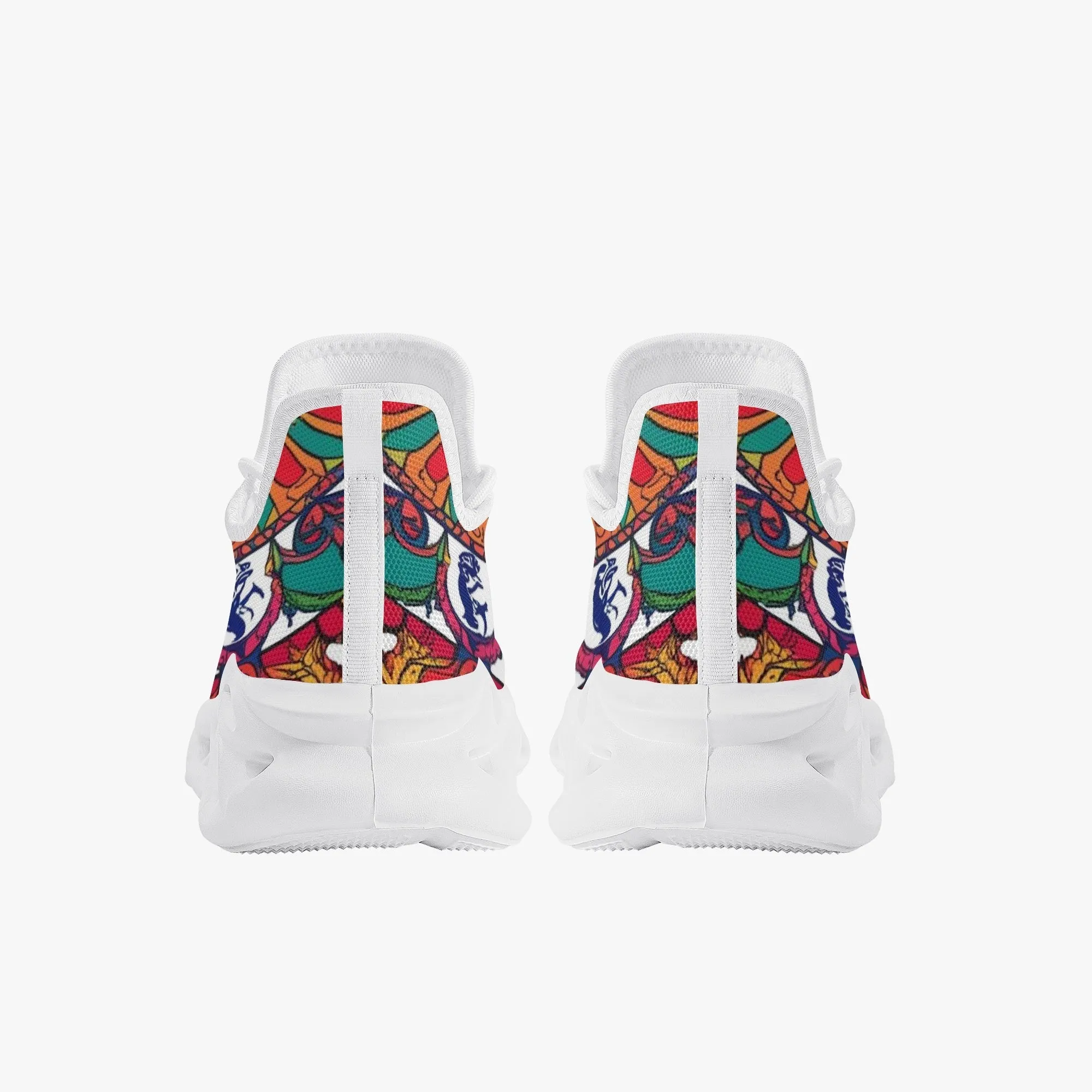 Brown & Green Mandala Style Bounce Mesh Knit Sneakers