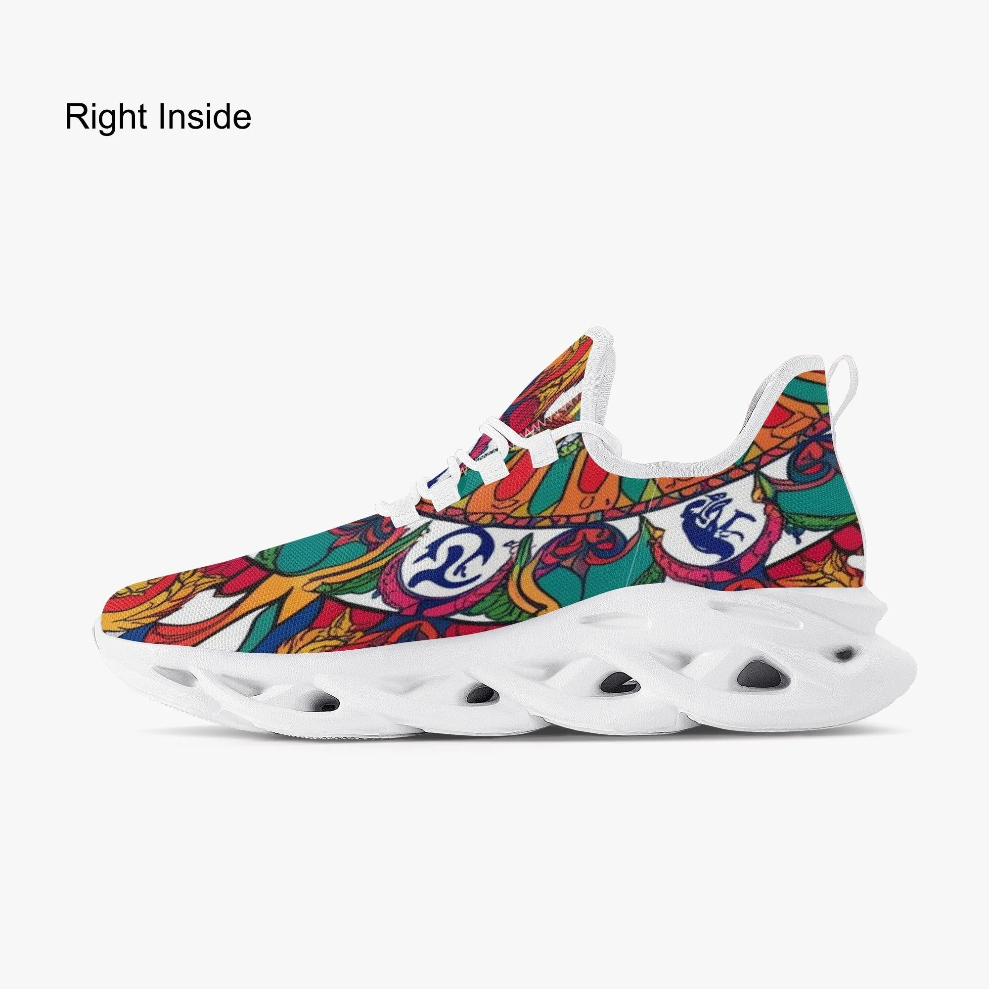 Brown & Green Mandala Style Bounce Mesh Knit Sneakers