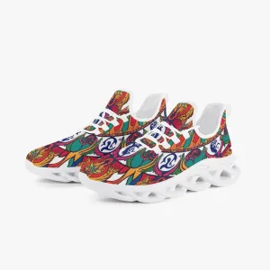 Brown & Green Mandala Style Bounce Mesh Knit Sneakers
