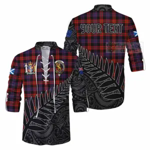 Brown (Broun) Crest Tartan Ghillie Kilt Shirt with New Zealand Silver Fern Half Style