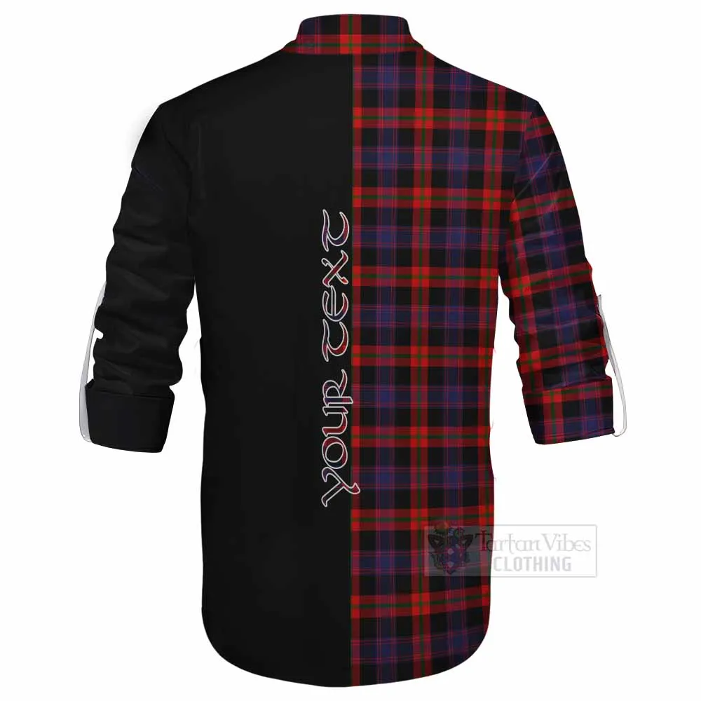 Brown (Broun) Tartan Ghillie Kilt Shirt with Family Crest and Half Of Me Style