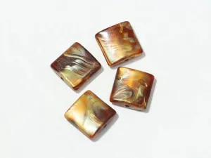 Brown Designer Square Plastic Beads- 26x26 mm