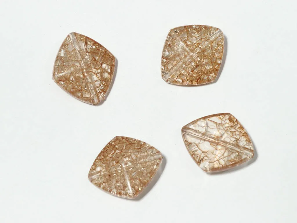 Brown Designer Square Plastic Beads - 30x30 mm