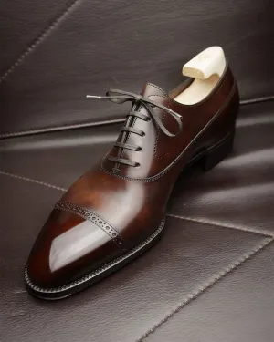 Brown Leather Alistair Toe Cap Oxfords - Formal Shoes