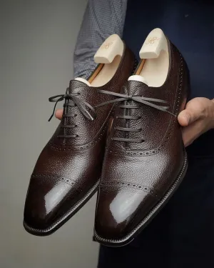 Brown Leather Althea Brogue Toe Cap Oxfords - Formal Shoes - SS23