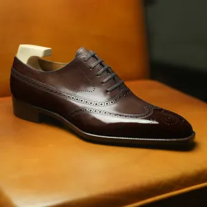 Brown Leather Cedara Brogue Wingtip Oxfords - Formal Shoes