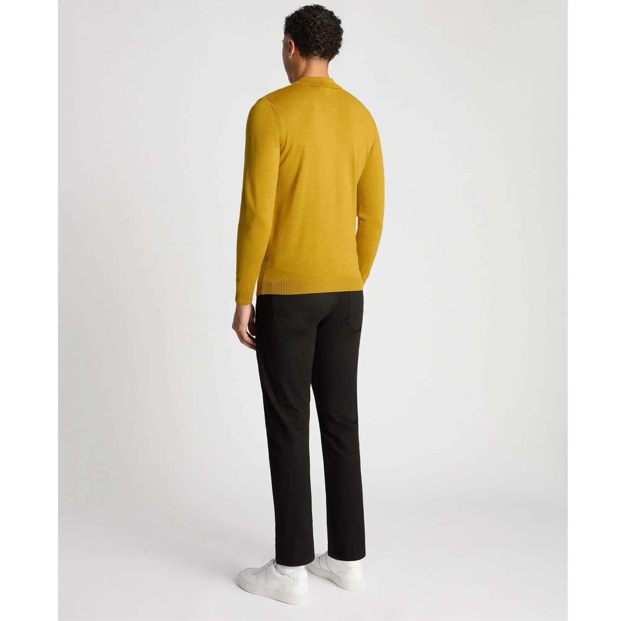 Cable Knit Long-Sleeve Polo - Yellow