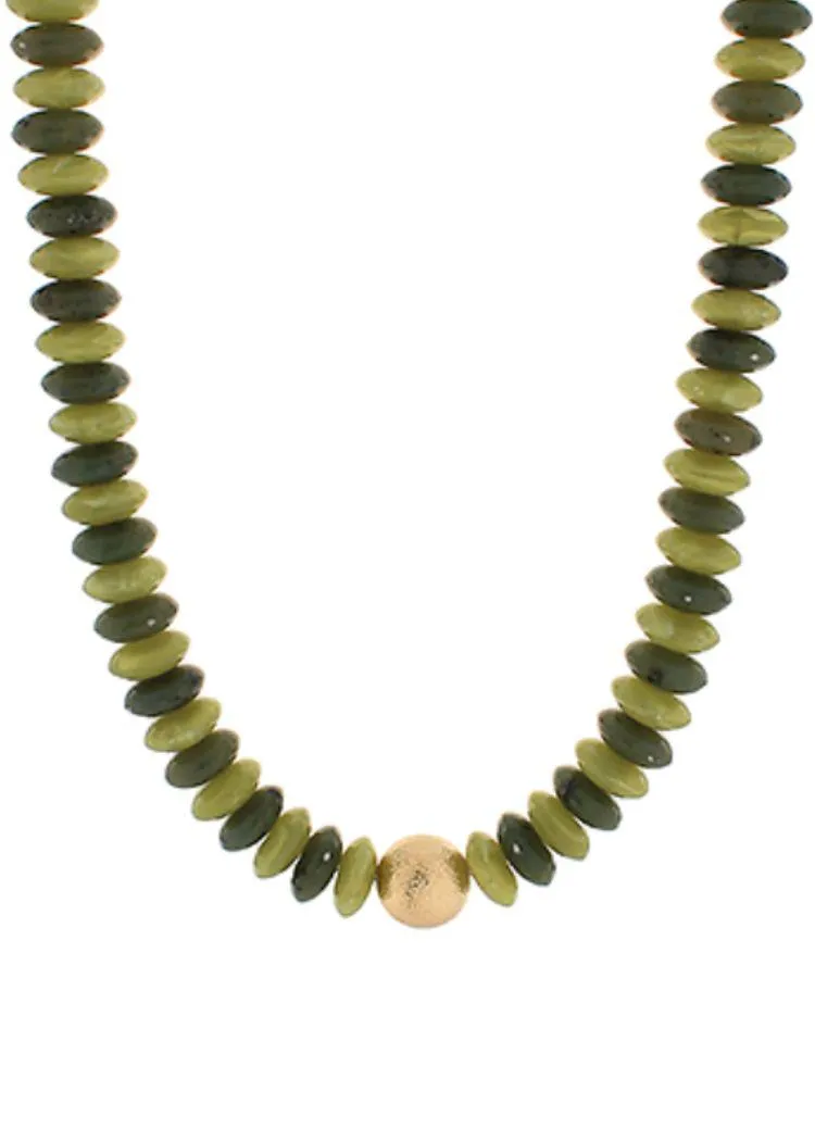 Camila Beaded Necklace-Olive