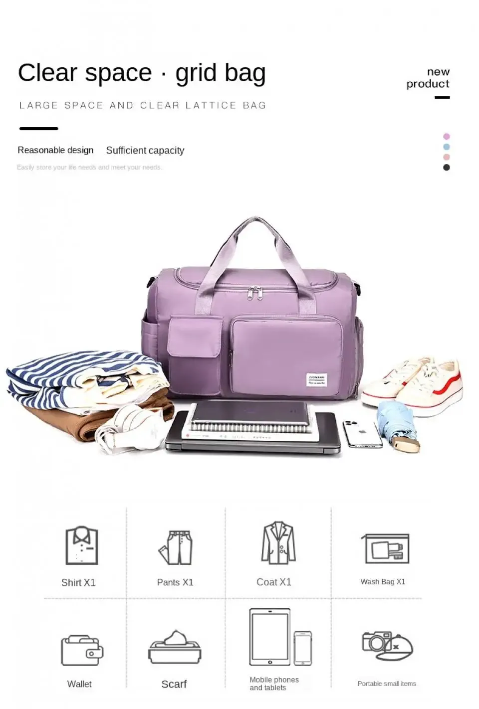 Carry-On Large Capacity Weekender Travel Bag
