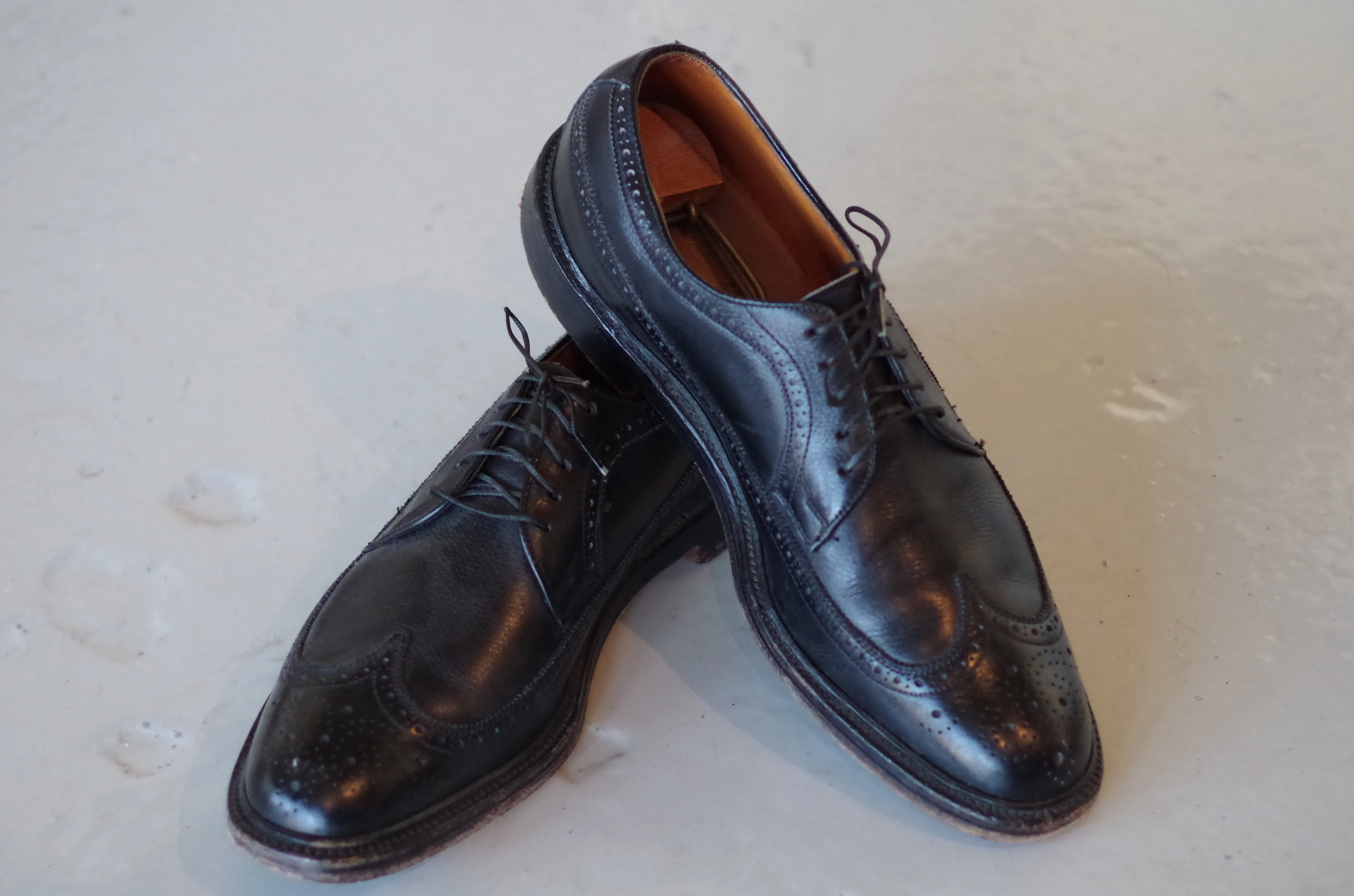 Casserd's Shoes Black Pebblegrain Longwing Brogues Size 10D