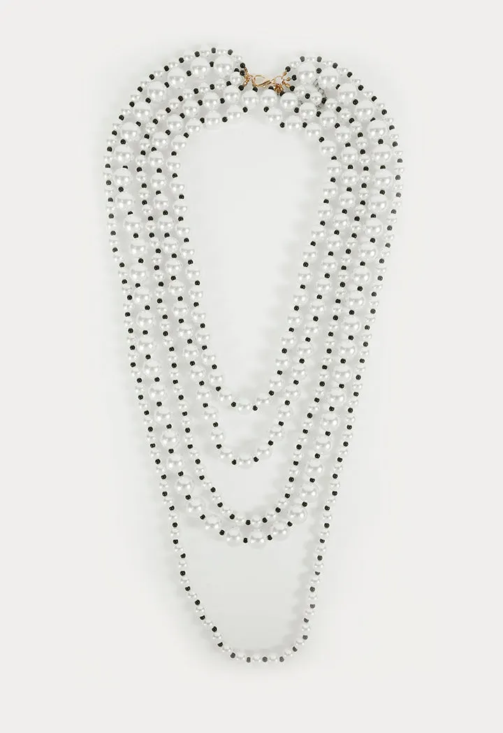 Choice Classic Contrast Beaded Necklace White