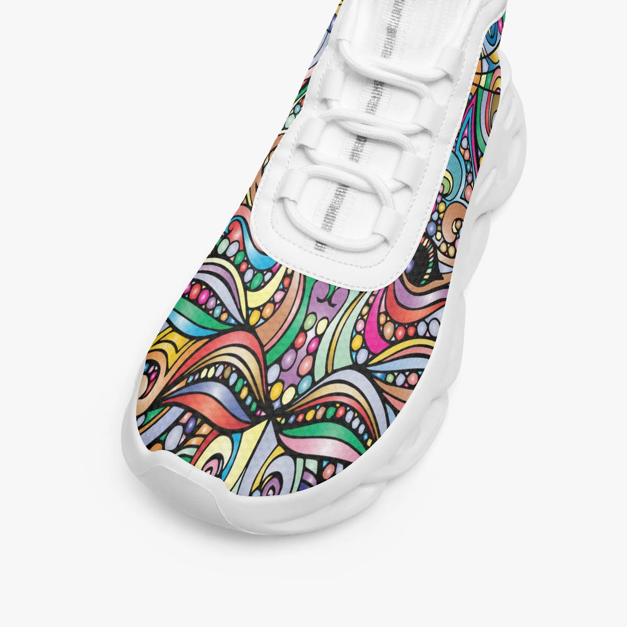 Colourful Mosaic High-top Bounce Mesh Knit Sneakers