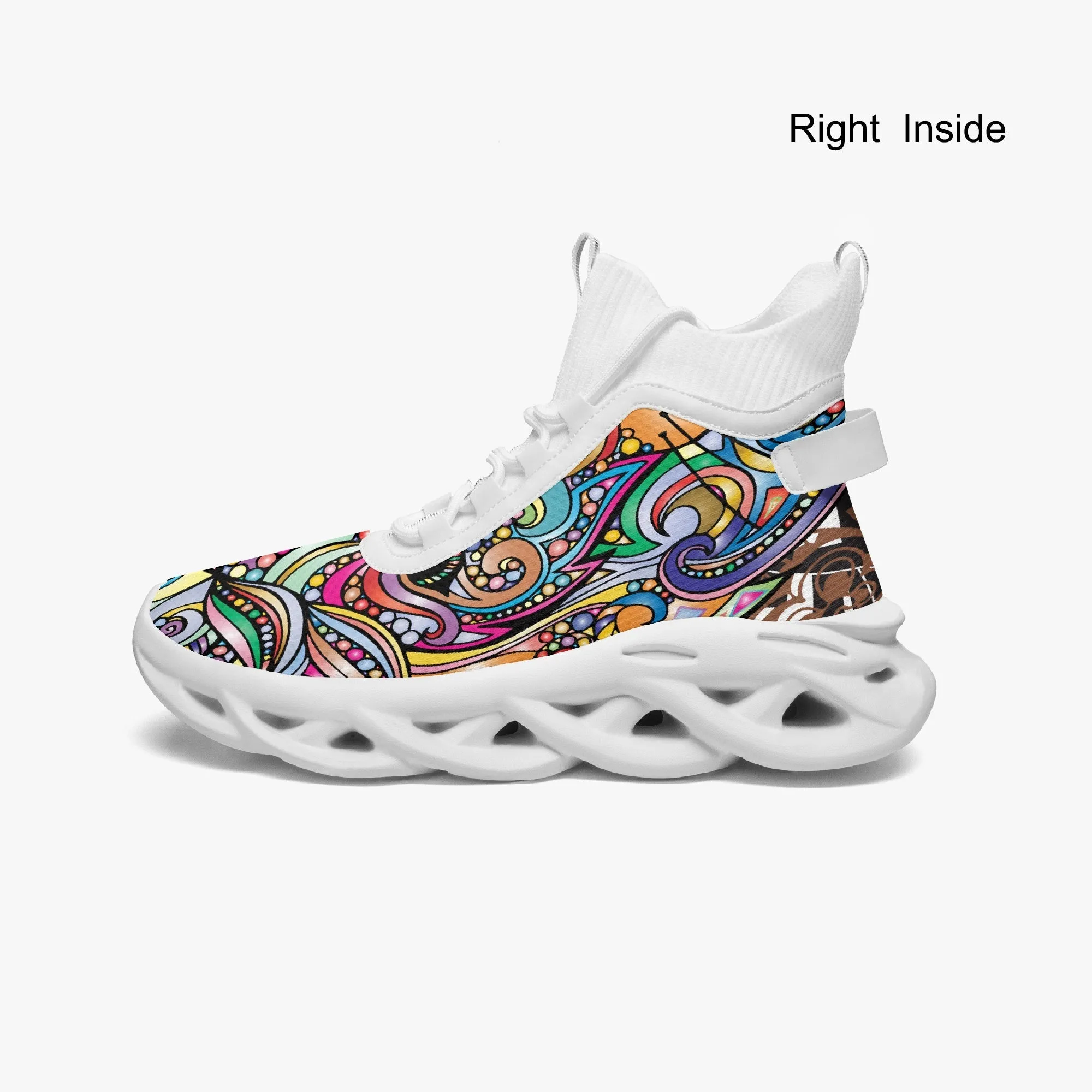 Colourful Mosaic High-top Bounce Mesh Knit Sneakers