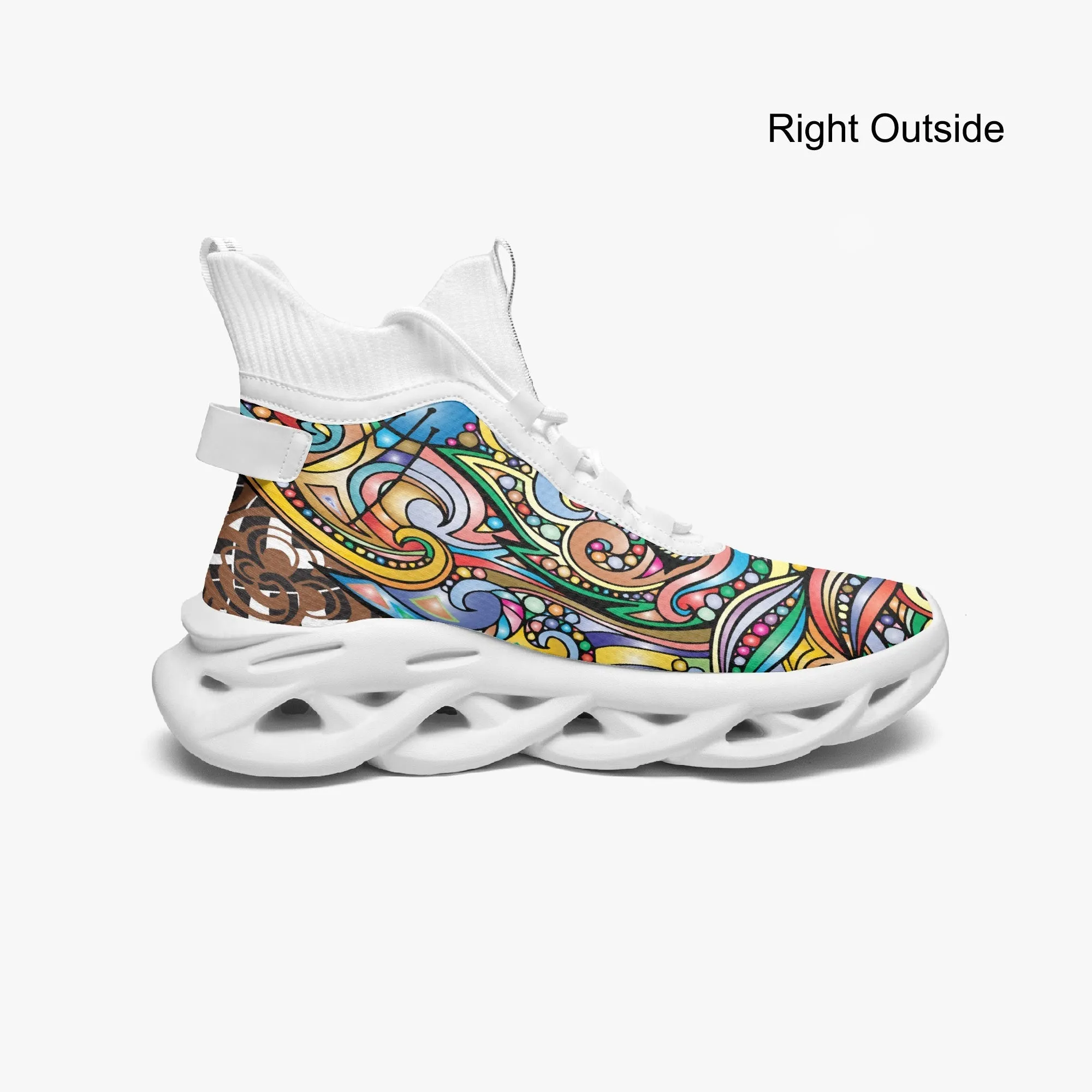 Colourful Mosaic High-top Bounce Mesh Knit Sneakers