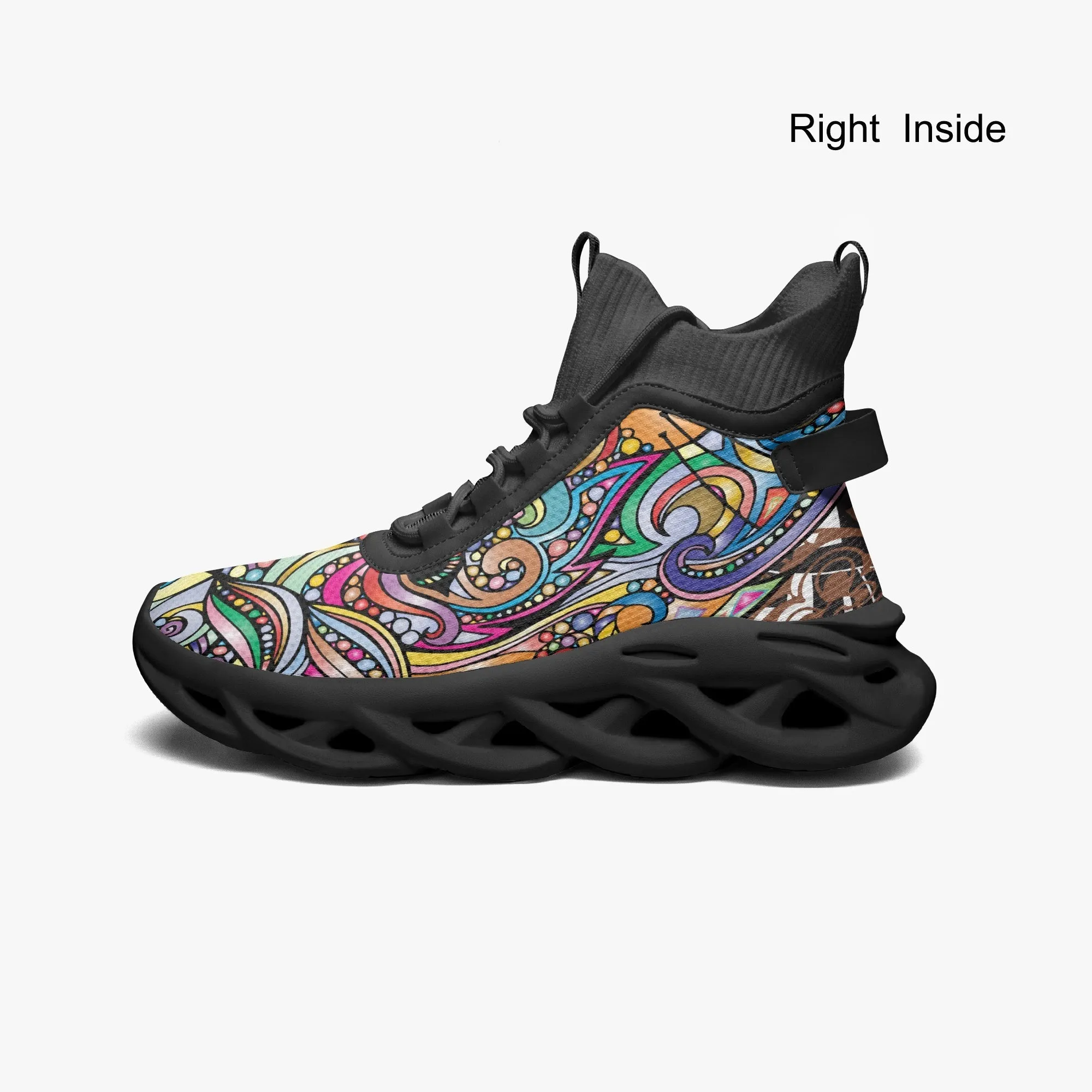 Colourful Mosaic High-top Bounce Mesh Knit Sneakers