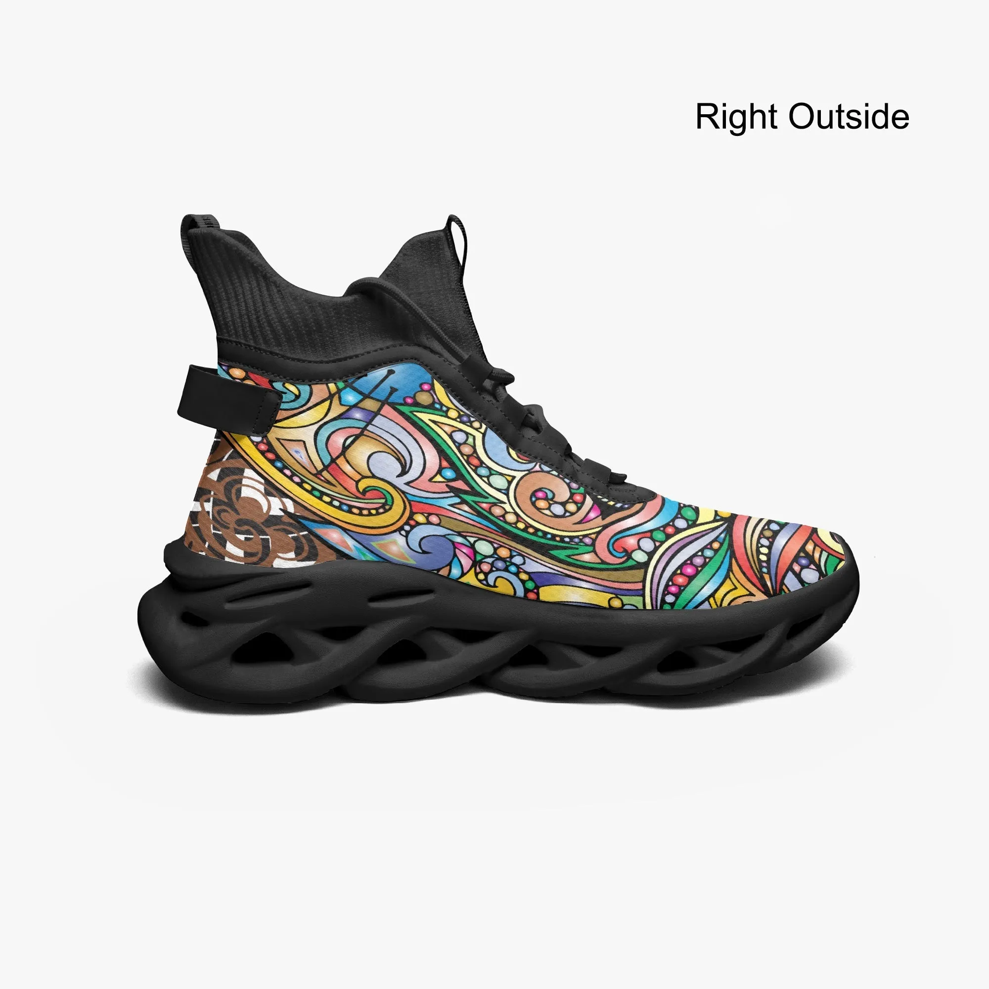 Colourful Mosaic High-top Bounce Mesh Knit Sneakers