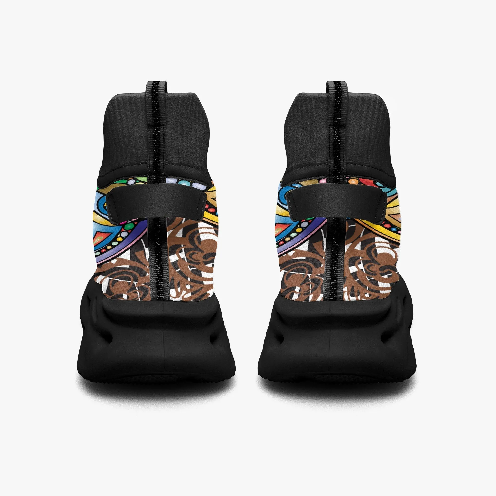 Colourful Mosaic High-top Bounce Mesh Knit Sneakers