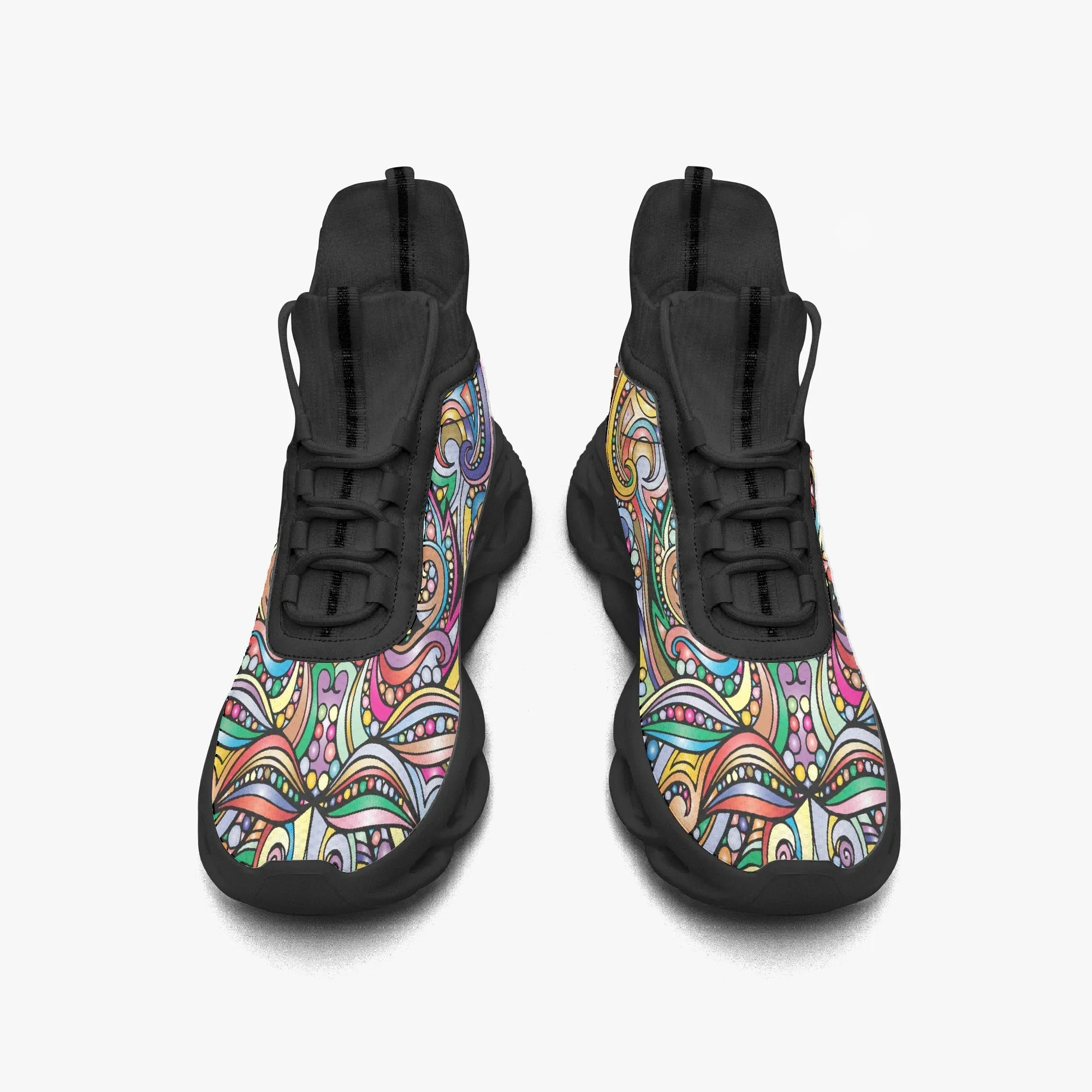 Colourful Mosaic High-top Bounce Mesh Knit Sneakers