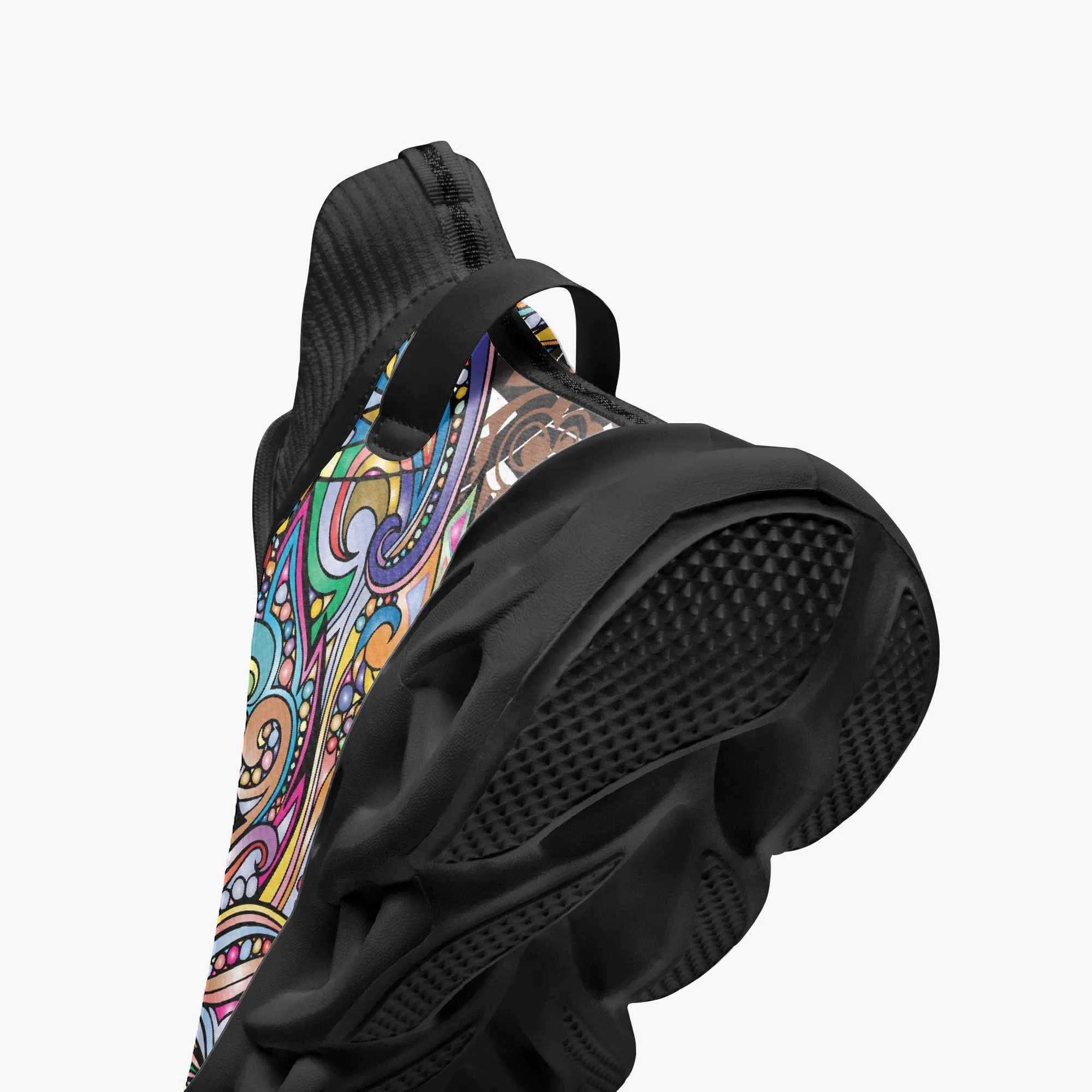 Colourful Mosaic High-top Bounce Mesh Knit Sneakers