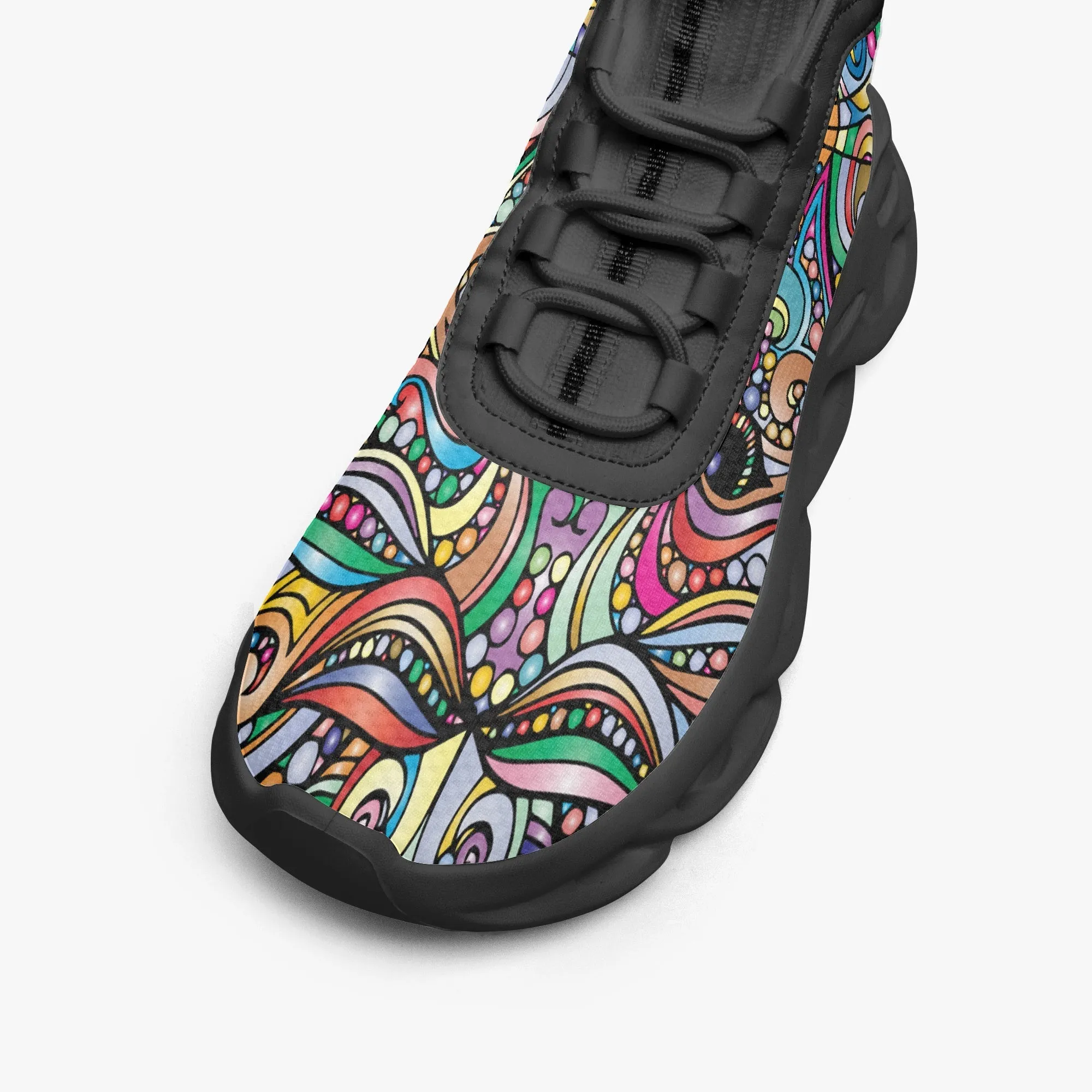 Colourful Mosaic High-top Bounce Mesh Knit Sneakers