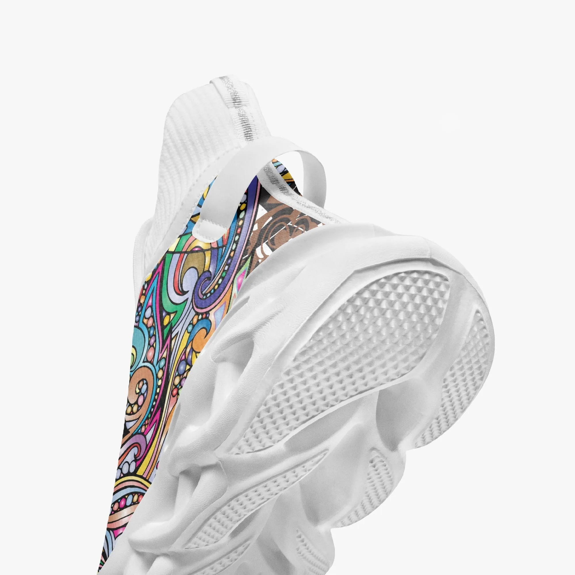 Colourful Mosaic High-top Bounce Mesh Knit Sneakers