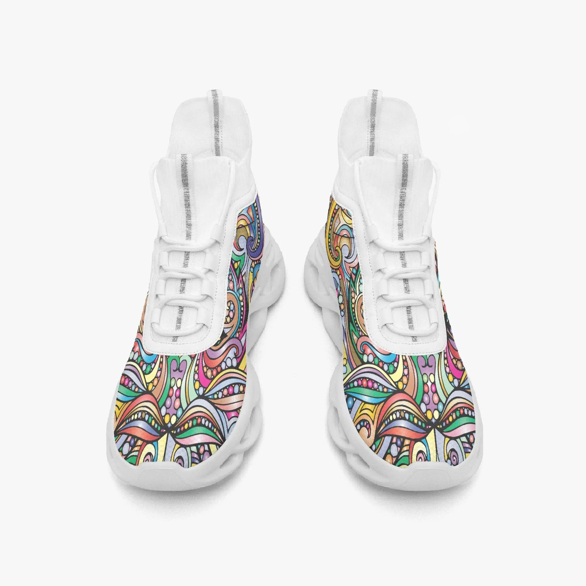 Colourful Mosaic High-top Bounce Mesh Knit Sneakers