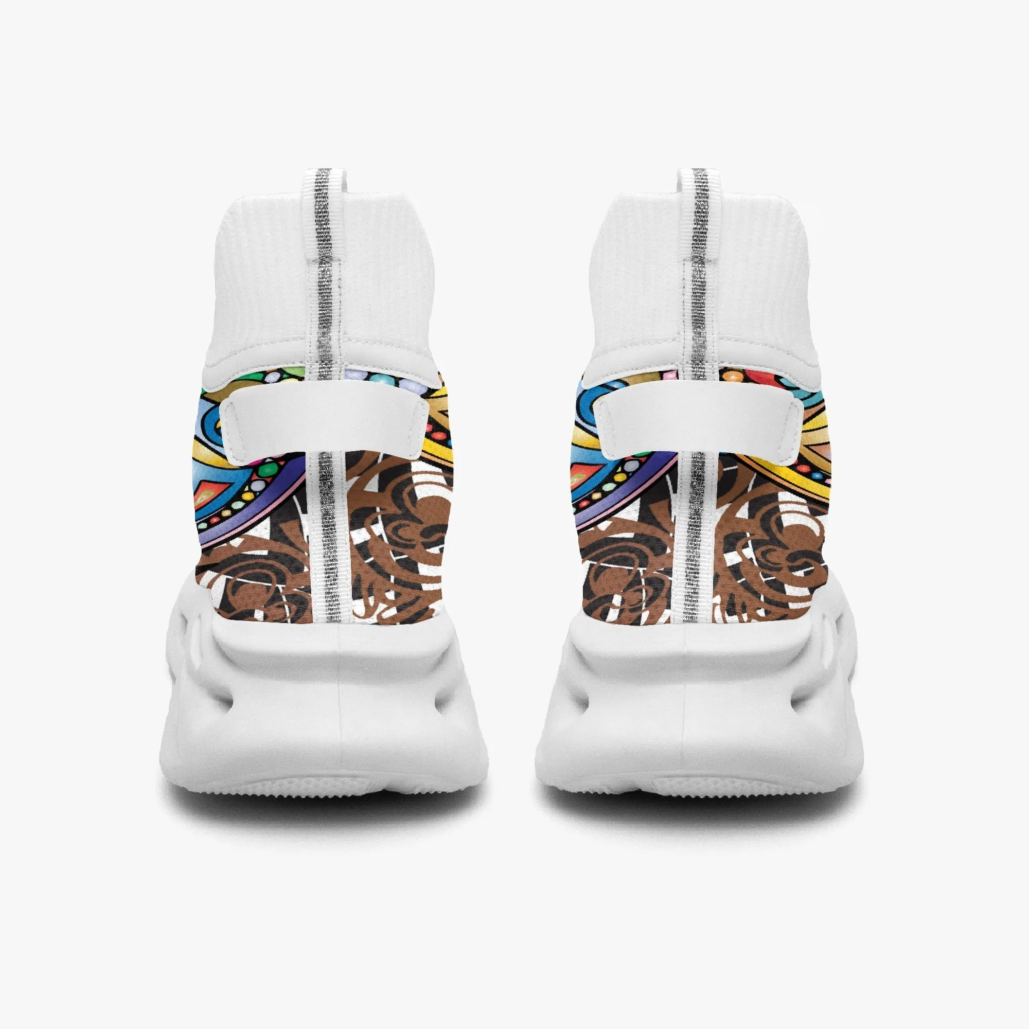 Colourful Mosaic High-top Bounce Mesh Knit Sneakers