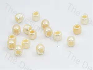 Cream Cylindrical Hole Plastic Beads