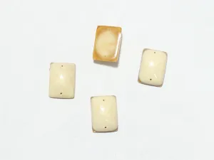 Cream Designer Rectangle Plastic Beads - 25x18 mm