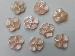 Cream Flat Flower Plastic Beads- 22 mm