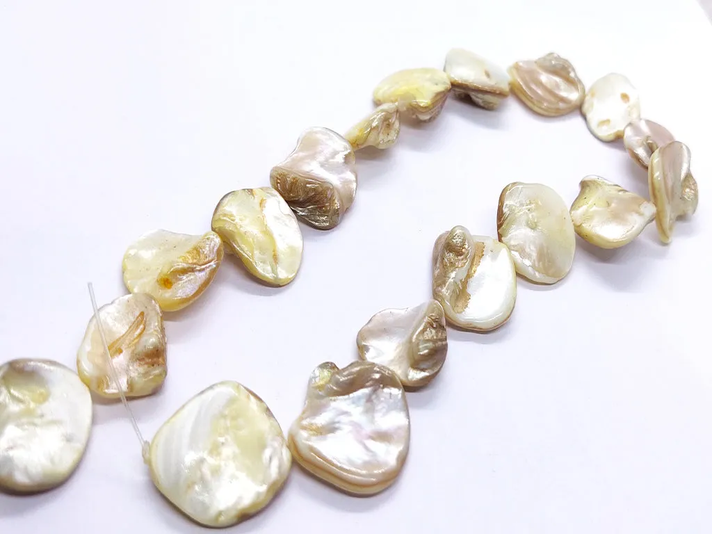 Cream Uneven Designer Shell Beads