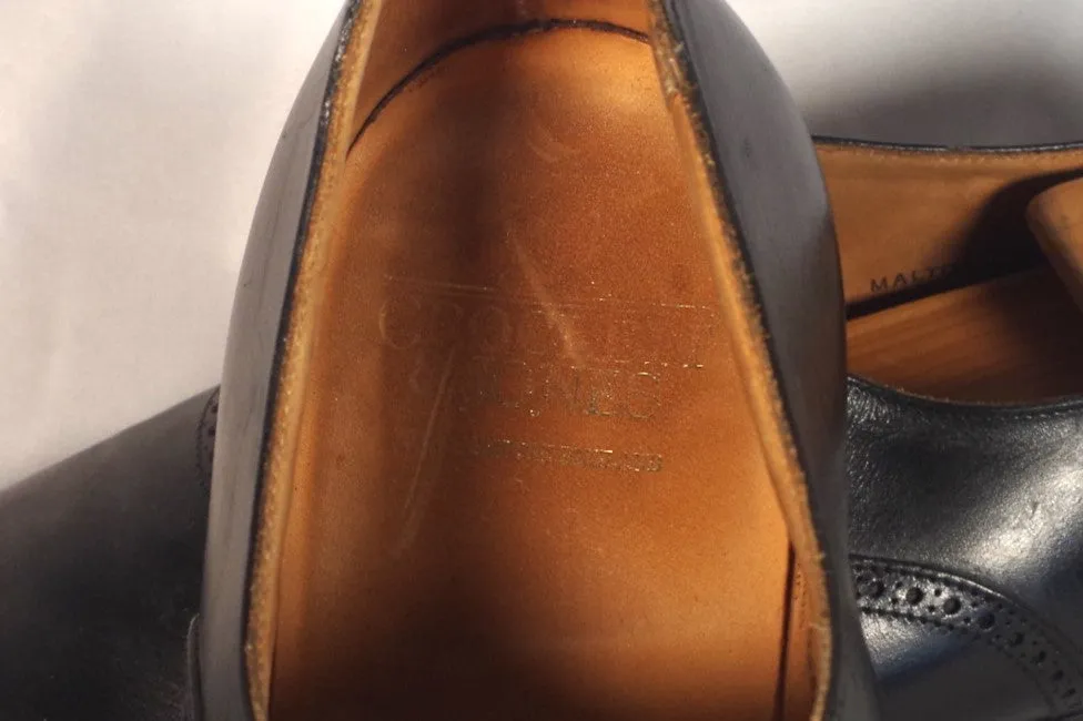 Crockett & Jones Black Leather Captoe Brogues - Size 12E