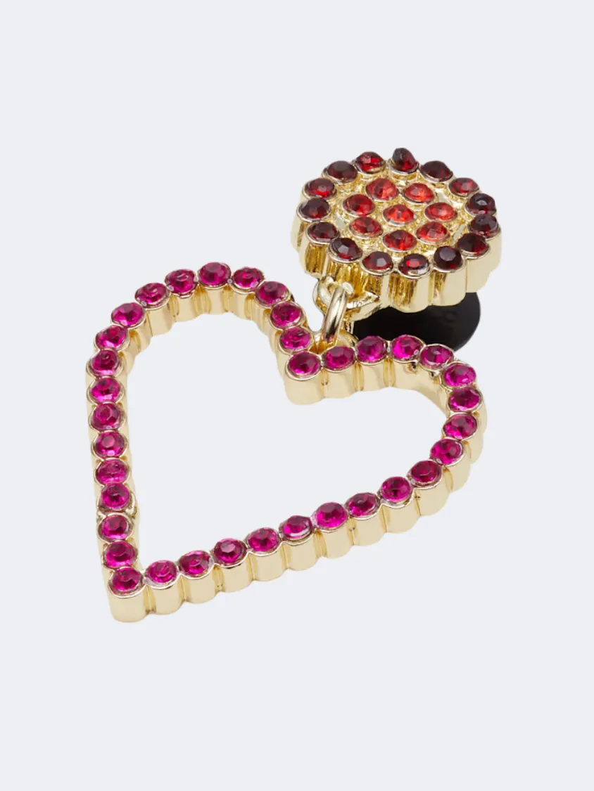 Crocs Pink Beaded Heart Unisex Lifestyle Pins Pink/Multi