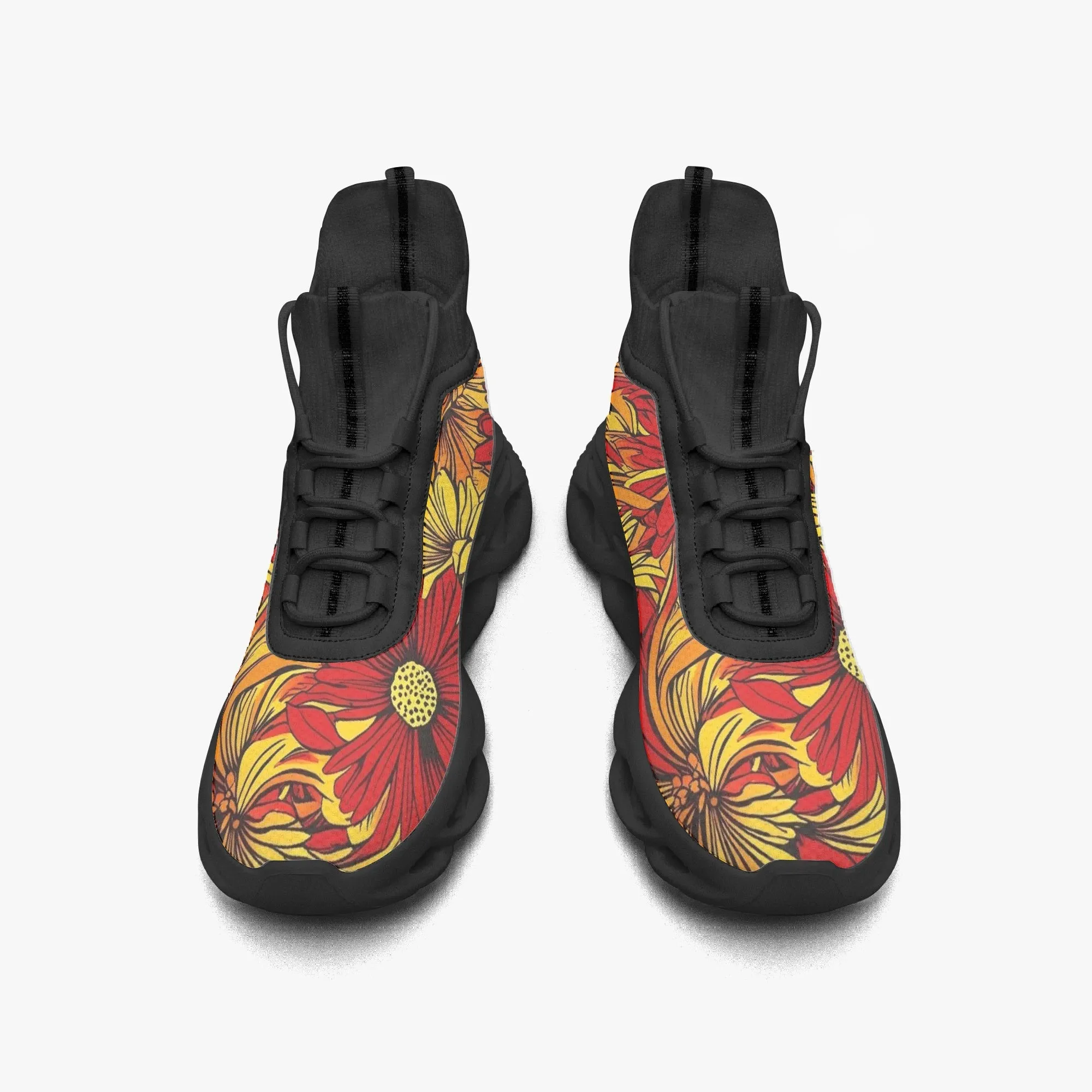 Daffodil Floral High-top Bounce Mesh Knit Sneakers