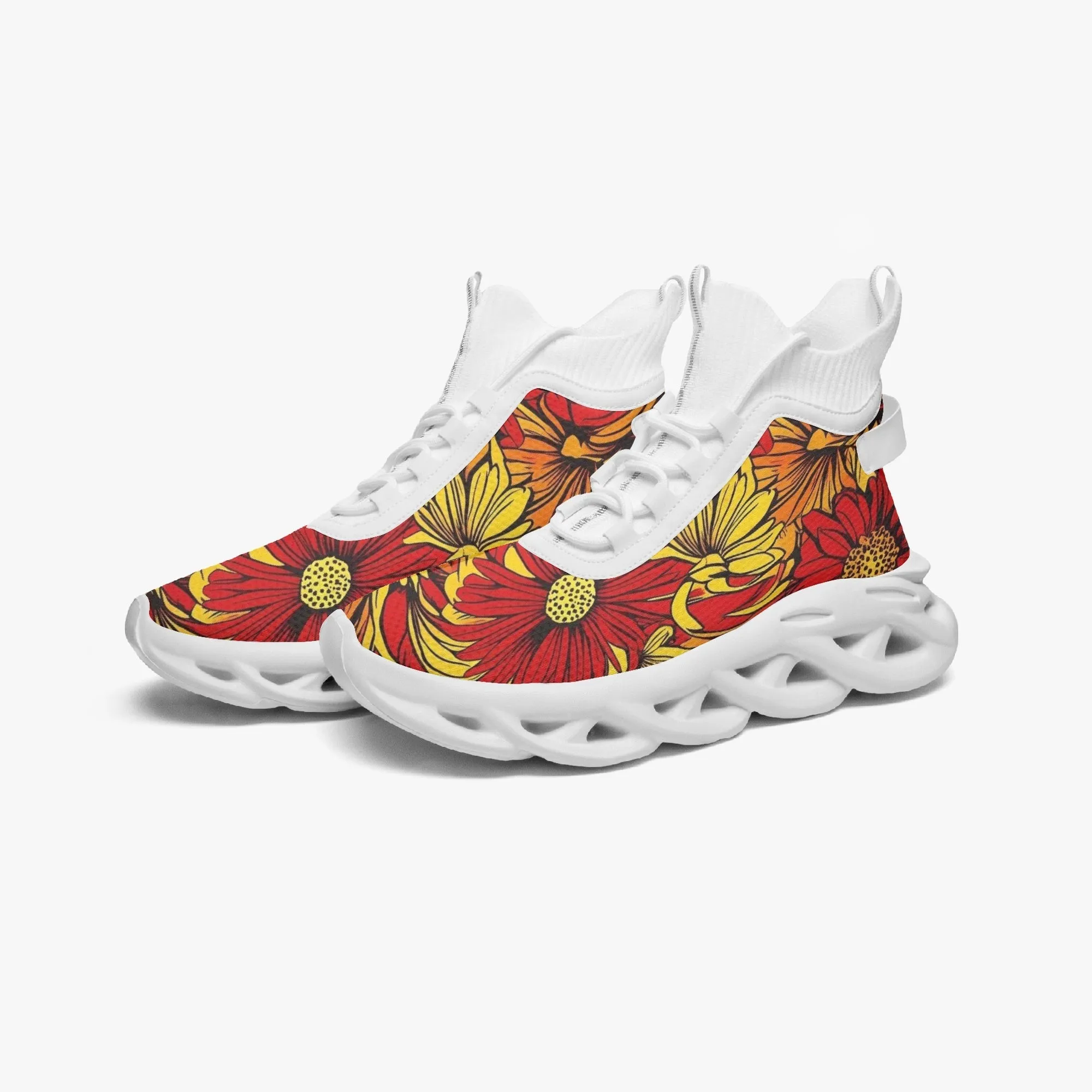 Daffodil Floral High-top Bounce Mesh Knit Sneakers