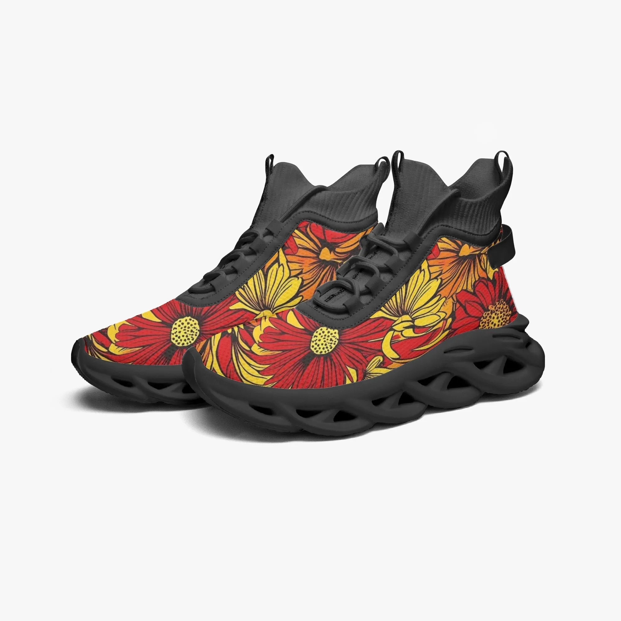 Daffodil Floral High-top Bounce Mesh Knit Sneakers