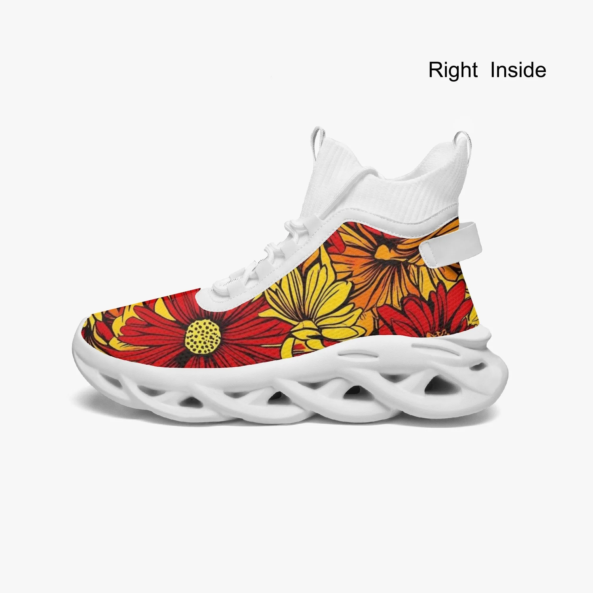 Daffodil Floral High-top Bounce Mesh Knit Sneakers
