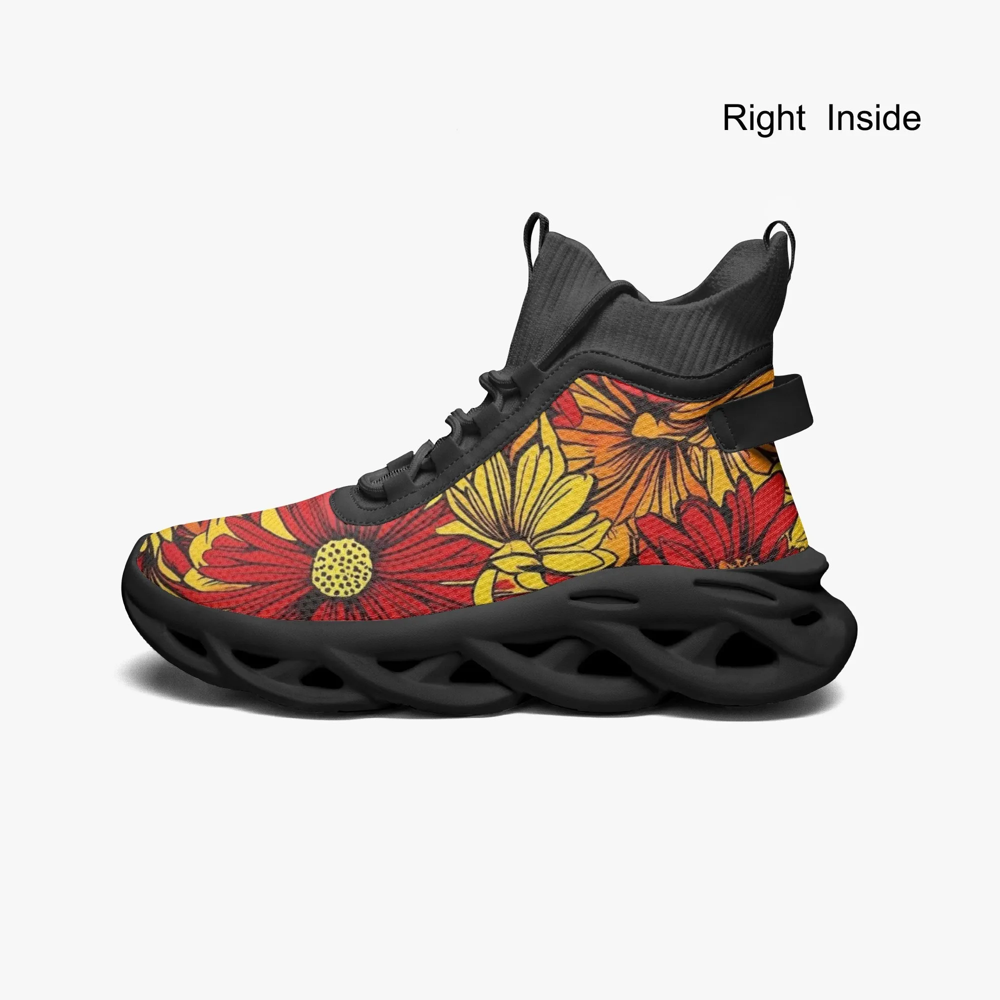 Daffodil Floral High-top Bounce Mesh Knit Sneakers