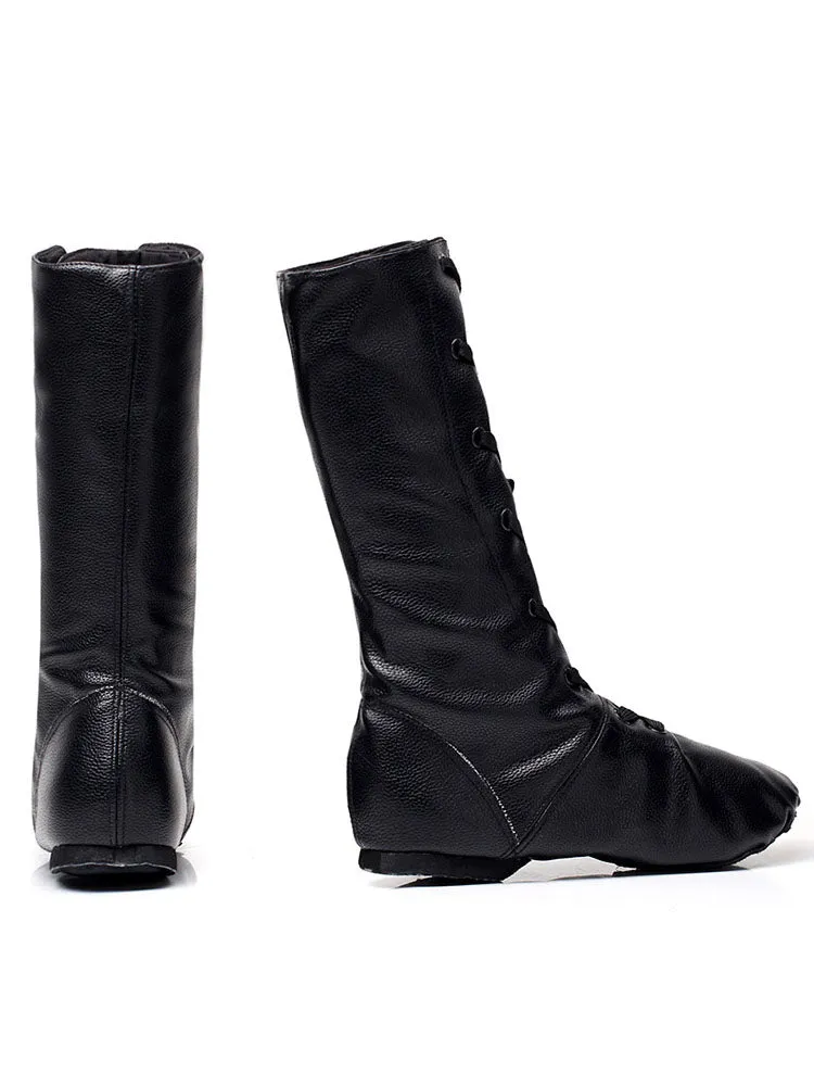 Dance Shoes Soft Sole PU Leather Jazz High Boots