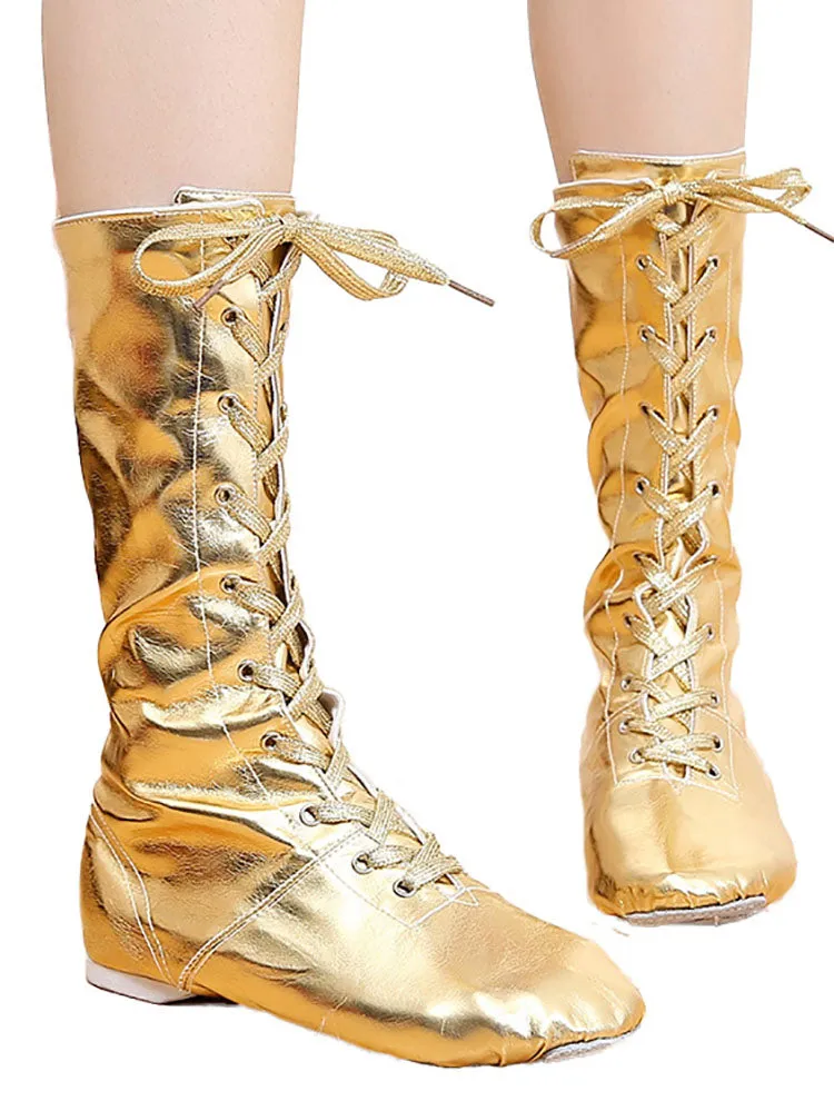 Dance Shoes Soft Sole PU Leather Jazz High Boots