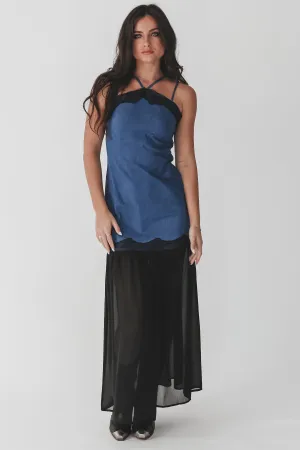 Dance With You Denim Sheer Maxi Dress
